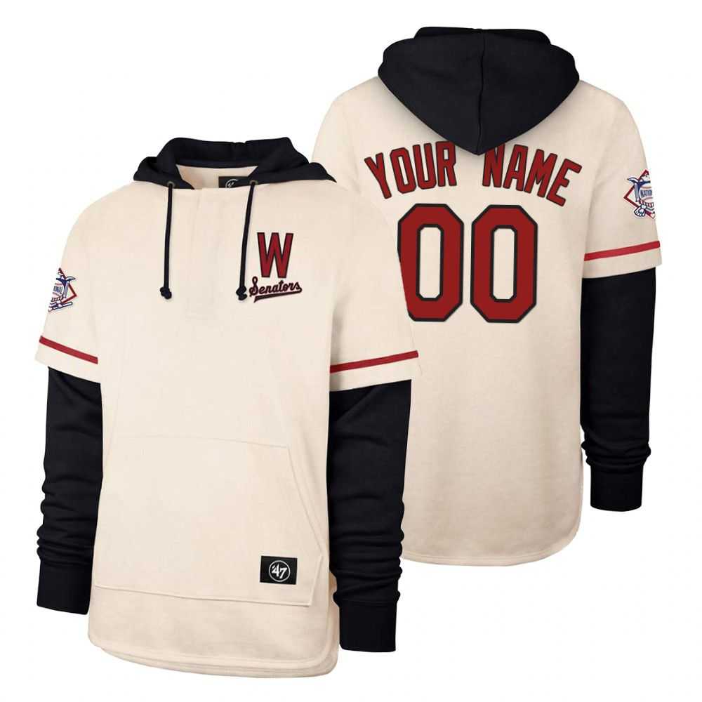 Men Washington Nationals 00 Your name Cream 2021 Pullover Hoodie MLB Jersey